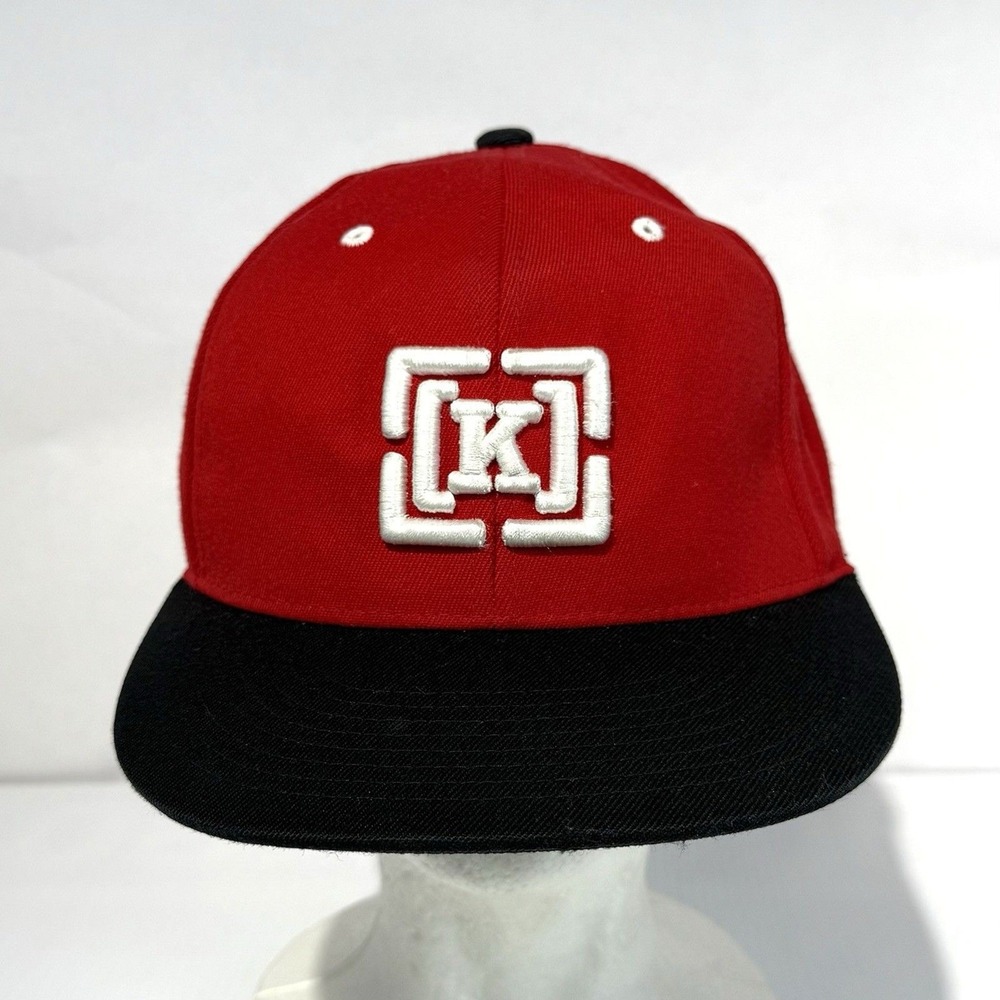 Vintage Krew Kr3w Flexfit 210 Fitted Red Black Bill 7 1/4 - 7 5/8 Hat /Cap
